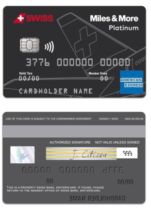 Switzerland SWISS bank Miles & More platinum american express card